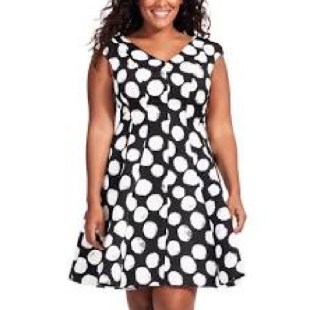 Julie Jordan : Fit/Flare Polka Dot Dress - 14W